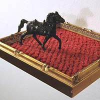 Guilded; toy horse, carpet, frame
